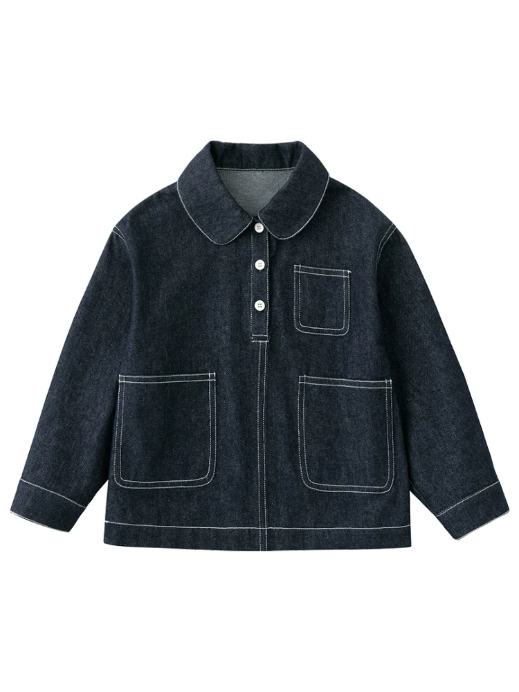 Áo khoác denim trẻ em mùa xuân thu, chất liệu mỏng, kiểu dáng rộng rãi, áo thun bé trai bé gái thời trang