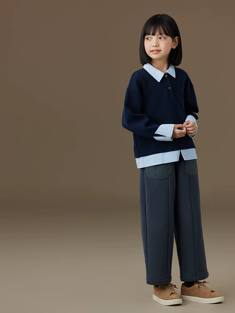 Quần thường ngày mùa đông cho trẻ em, quần cotton dày dặn và ấm áp với thiết kế thời trang, quần ống rộng dáng thẳng cho bé trai và bé gái.