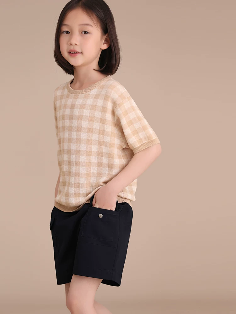 Quần áo trẻ em Ha Chi quần short thường ngày màu xanh hải quân cho bé trai và bé gái quần mùa hè