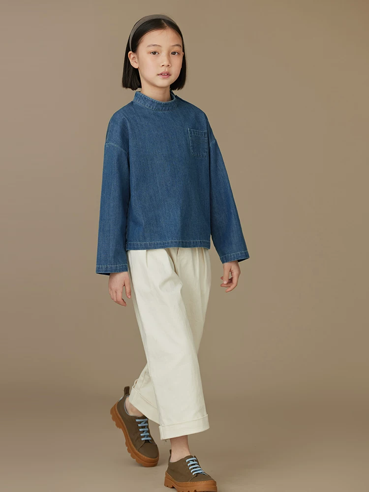 Quần áo trẻ em mùa xuân hè áo sơ mi dài tay mỏng cho bé trai và bé gái áo denim áo khoác cổ đứng cho trẻ lớn hơn