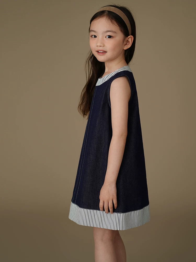 Hazi Quần Áo Trẻ Em Mùa Hè Mới Váy Trẻ Em Thiết Kế Đơn Giản Váy Tank Váy Denim Cổ Điển Cho Bé Gái