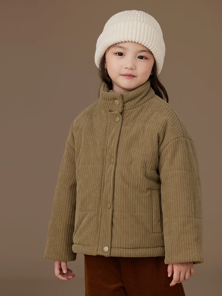 Áo khoác độn bông cho trẻ em, dày dặn và ấm áp, thiết kế đơn giản, áo khoác cotton nhung cho bé trai và bé gái, quần áo mùa đông