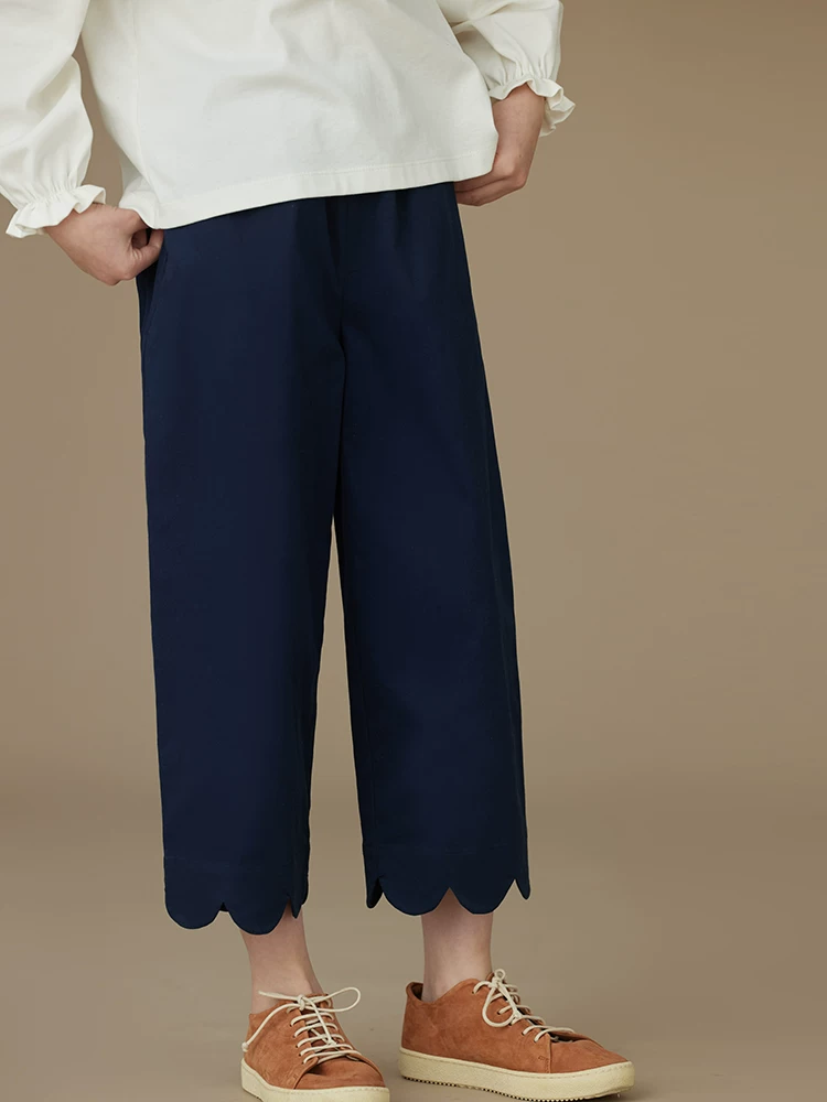 Quần dài cotton mùa xuân thu 2025 Hazi dành cho bé gái, kiểu dáng vintage ren, chất liệu mỏng, dành cho trẻ lớn hơn, quần 9 phần