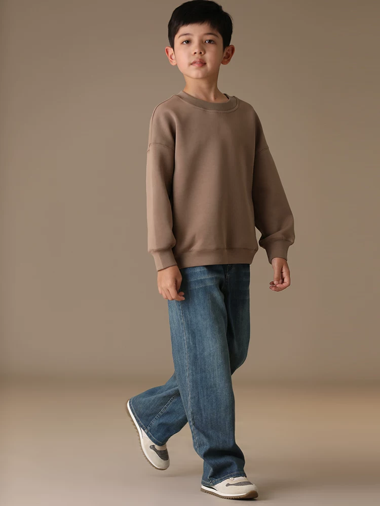 Quần áo trẻ em mùa xuân thu quần ống rộng cotton cổ điển kiểu dáng retro dài chấm đất quần jean thường ngày cho bé trai và bé gái