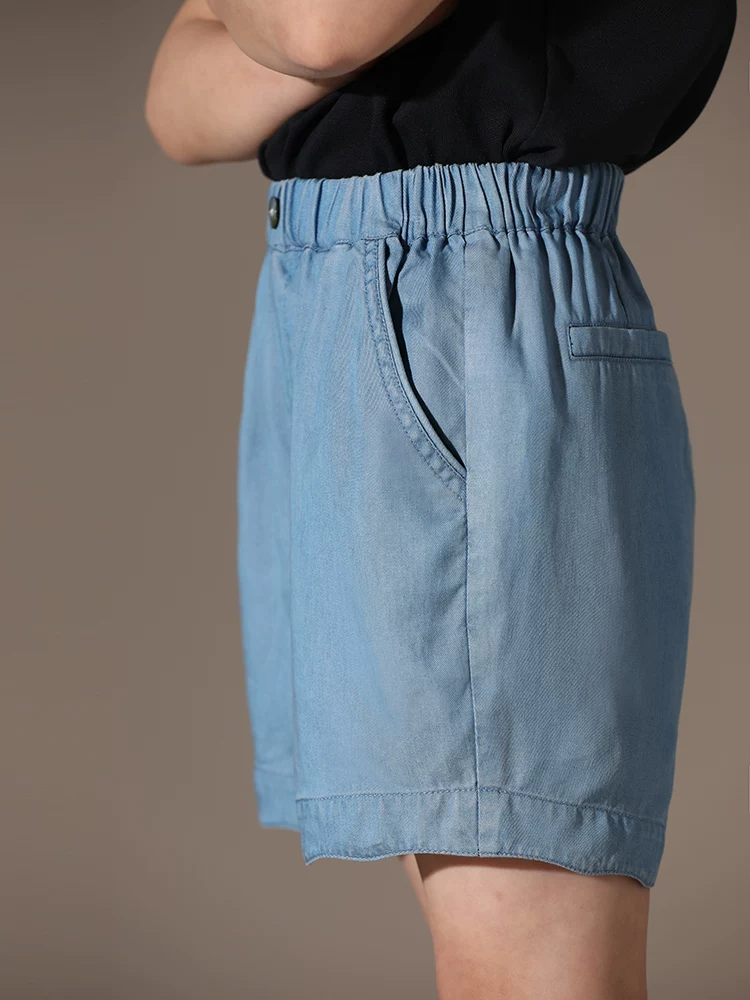 Quần short denim Tencel kiểu dáng hoa cánh tiên, thiết kế tinh xảo, phong cách mẹ và bé, mùa hè mới dành cho bé gái của thương hiệu Ha Chi.