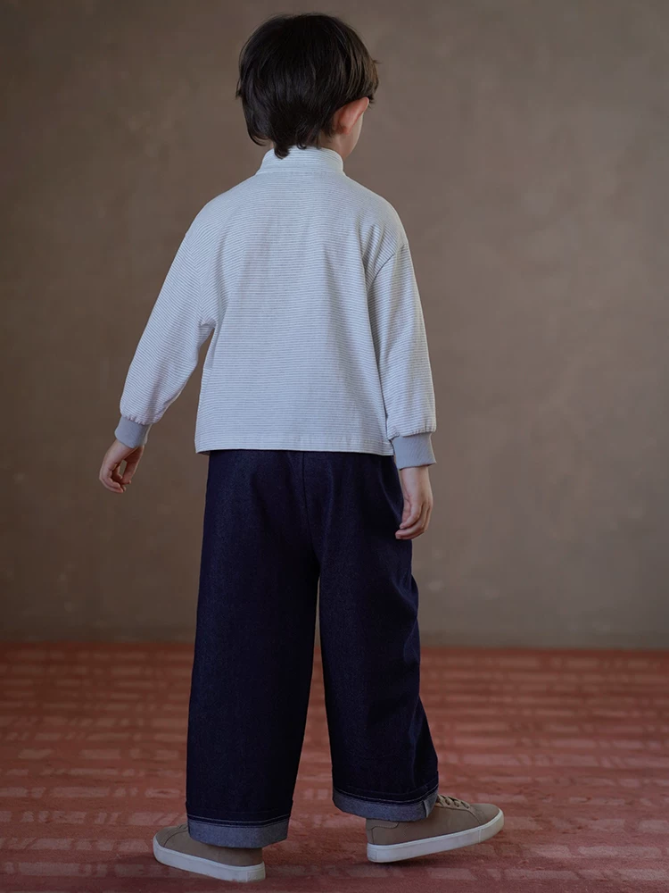 Quần áo trẻ em mùa xuân thu, quần dài thường ngày bé trai bé gái, quần jean rộng ống thẳng cho trẻ lớn, mặc mùa thu