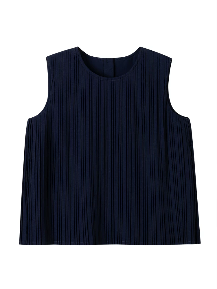 Áo vest trẻ em cho bé gái, áo sọc xanh navy, kiểu dáng đơn giản và cao cấp, trang phục mùa hè không tay cho bé gái.