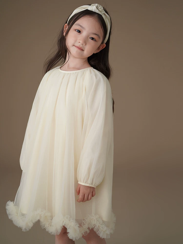 Quần áo trẻ em cho mùa xuân và mùa thu, váy công chúa với chất lượng thủ công cao, váy vải tuyn như cổ tích, váy dài tay cho bé gái, váy sinh nhật cho bé.
