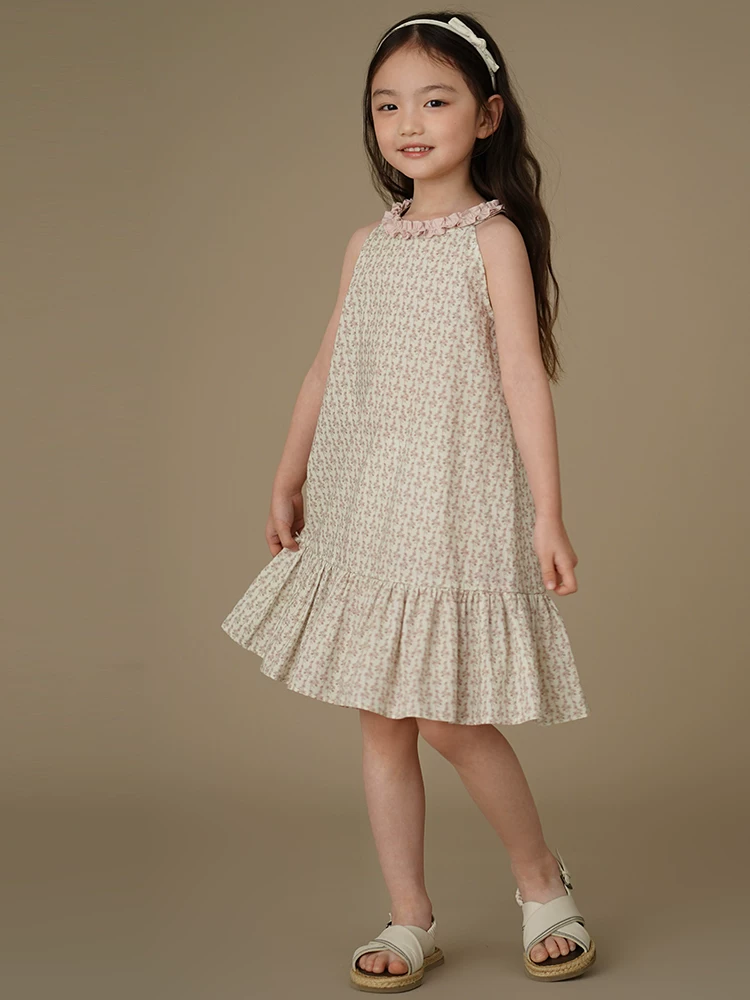 Quần áo trẻ em mùa hè váy dài họa tiết hoa váy đuôi cá cho bé gái lớn váy đi nghỉ toàn cotton