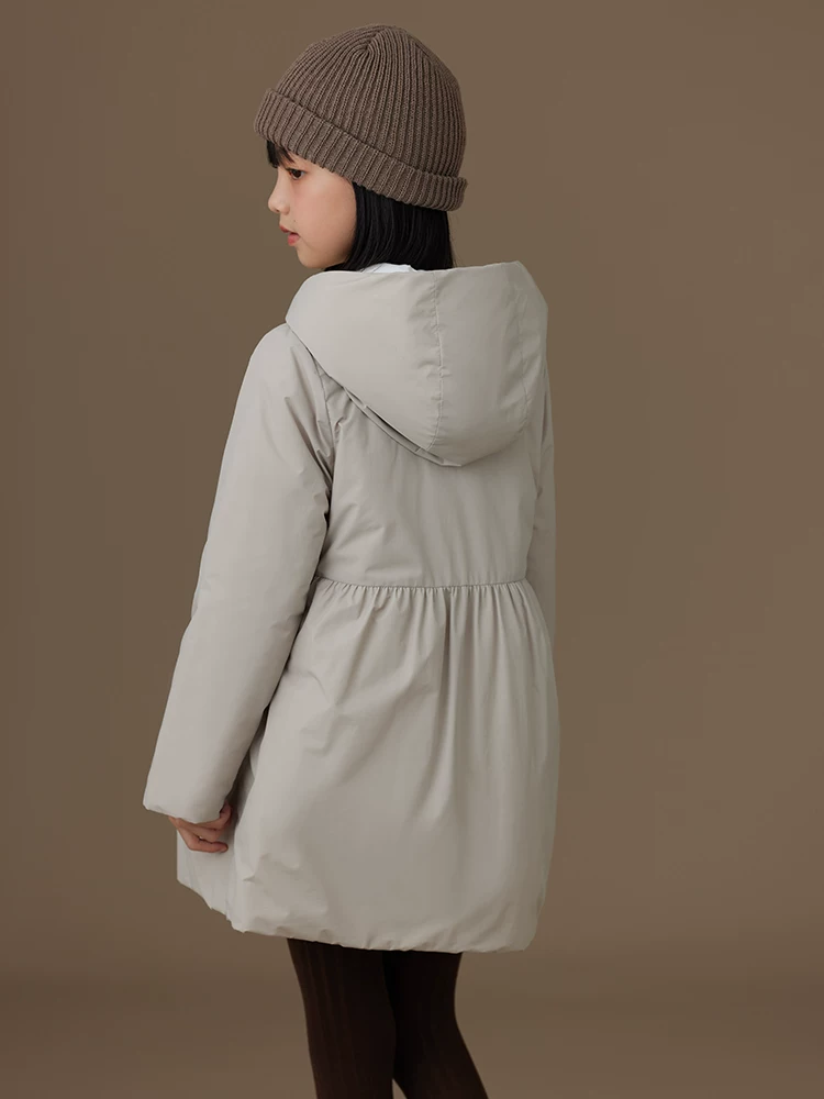 Quần áo cotton thông thường dành cho trẻ em Áo khoác có đệm mùa thu đông Áo khoác có mũ trùm đầu dài vừa phải dành cho bé gái, thích hợp cho trẻ lớn hơn