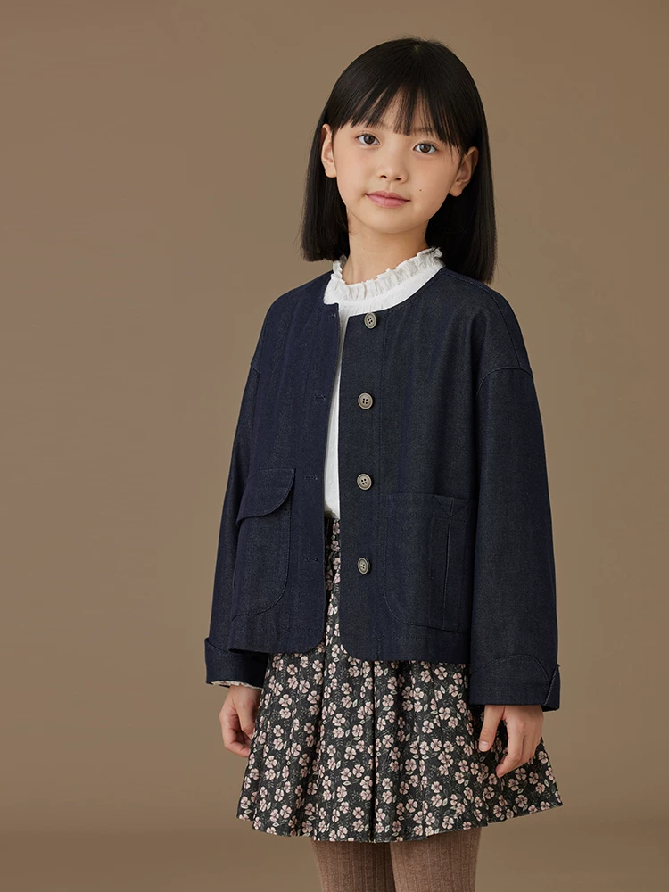 Quần áo trẻ em áo thường ngày cho bé trai và bé gái áo khoác denim rộng rãi đa năng dành cho cha mẹ và con cái mùa xuân và mùa thu mỏng sành điệu