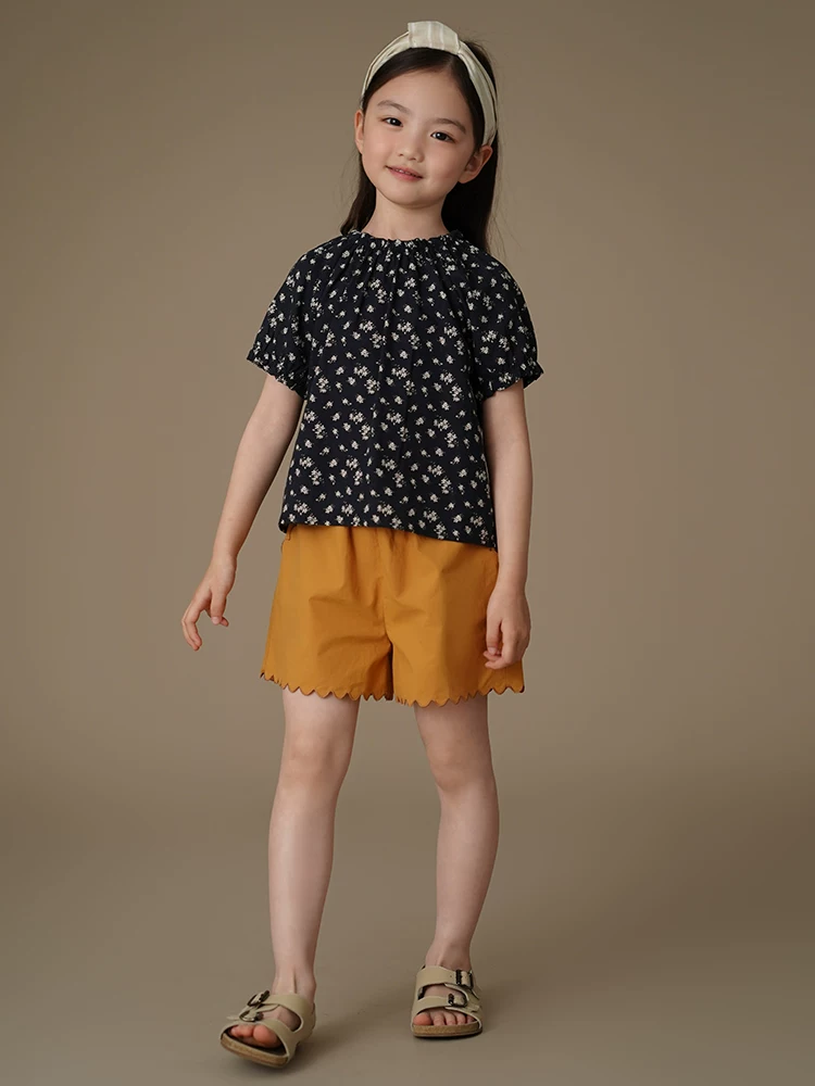 Quần áo trẻ em mùa hè phong cách mới áo sơ mi ngắn tay họa tiết hoa đồng quê cho bé gái áo sơ mi dáng rộng kiểu babydoll cho trẻ lớn hơn