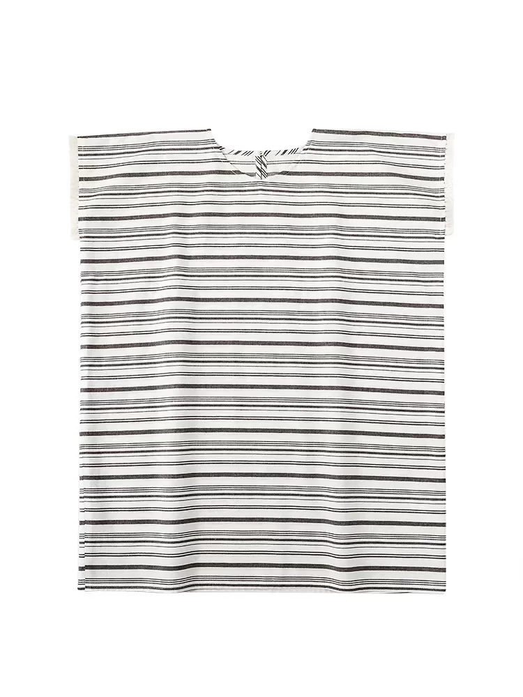 Quần áo trẻ em Ha Chi mùa hè chất liệu cotton chải kỹ cao cấp sọc kẻ kiểu dáng mẹ và bé tay bèo váy chữ A váy bé gái