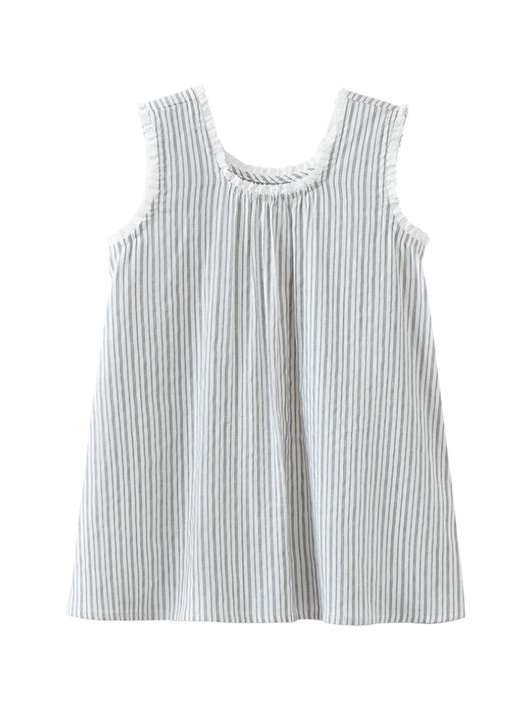 Quần áo trẻ em mùa hè Áo ba lỗ sọc phong cách Hàn Quốc cho bé gái Áo sơ mi không tay Áo lót bé gái cotton nguyên chất thân thiện với làn da