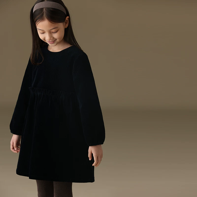 Quần áo trẻ em Hazi Váy chữ A xếp ly bằng vải cotton chải kỹ mùa đông Váy chữ A phong cách cha mẹ và con gái Trang phục mùa thu cho bé gái