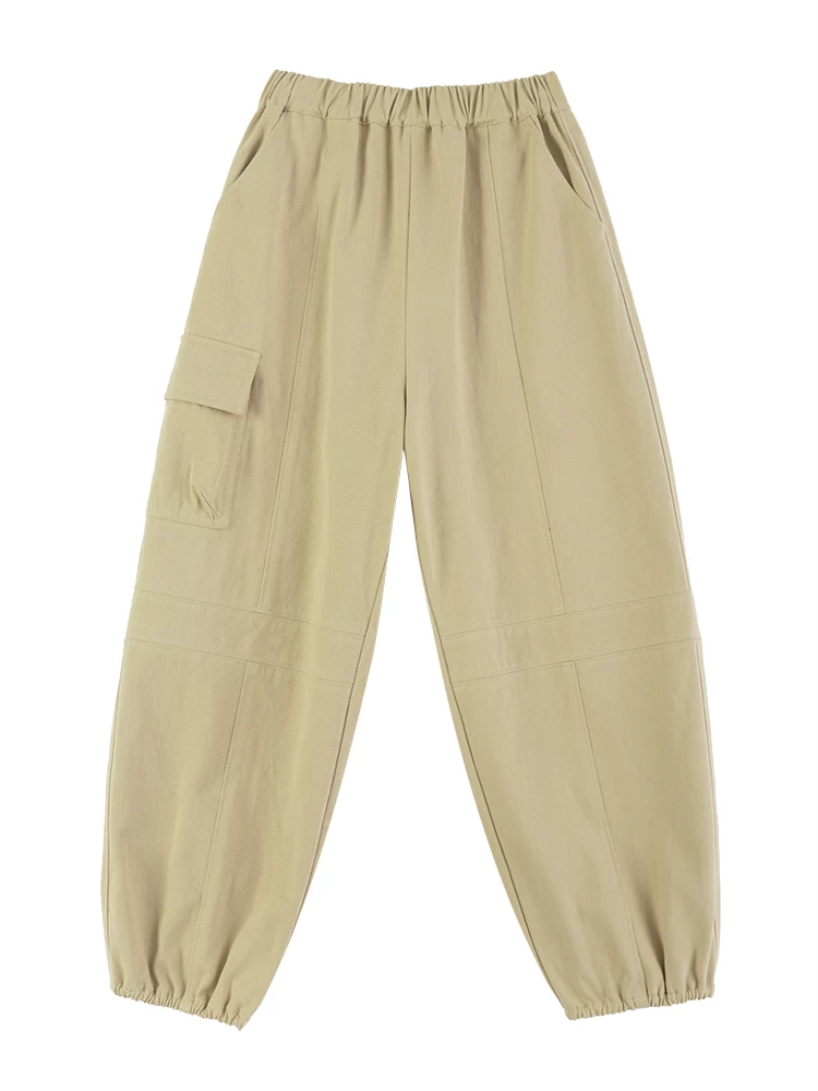Quần cargo trẻ em mùa xuân thu, quần dài cotton kaki có túi lớn, quần jogger bé trai bé gái