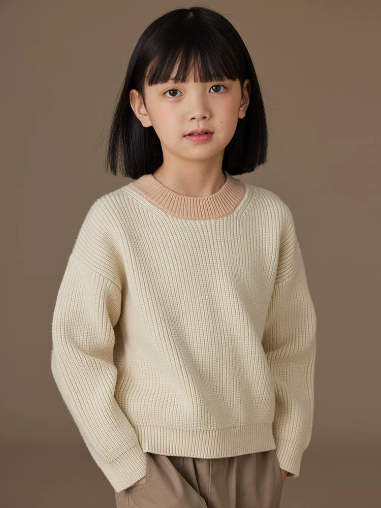 Quần áo trẻ em Áo sơ mi dệt kim dày dặn ấm áp cho bé trai và bé gái Áo đơn giản giản dị cho mùa thu đông