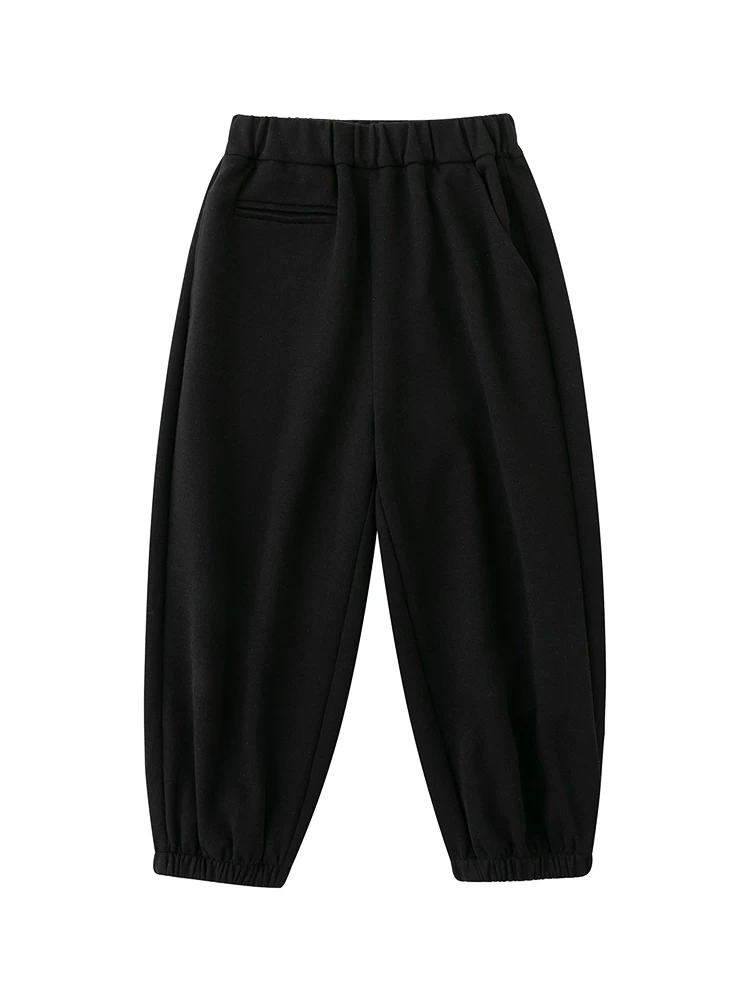Quần thường ngày cho trẻ em mùa xuân thu, quần jogger đen rộng rãi đơn giản cho bé trai và bé gái, quần thể thao mỏng