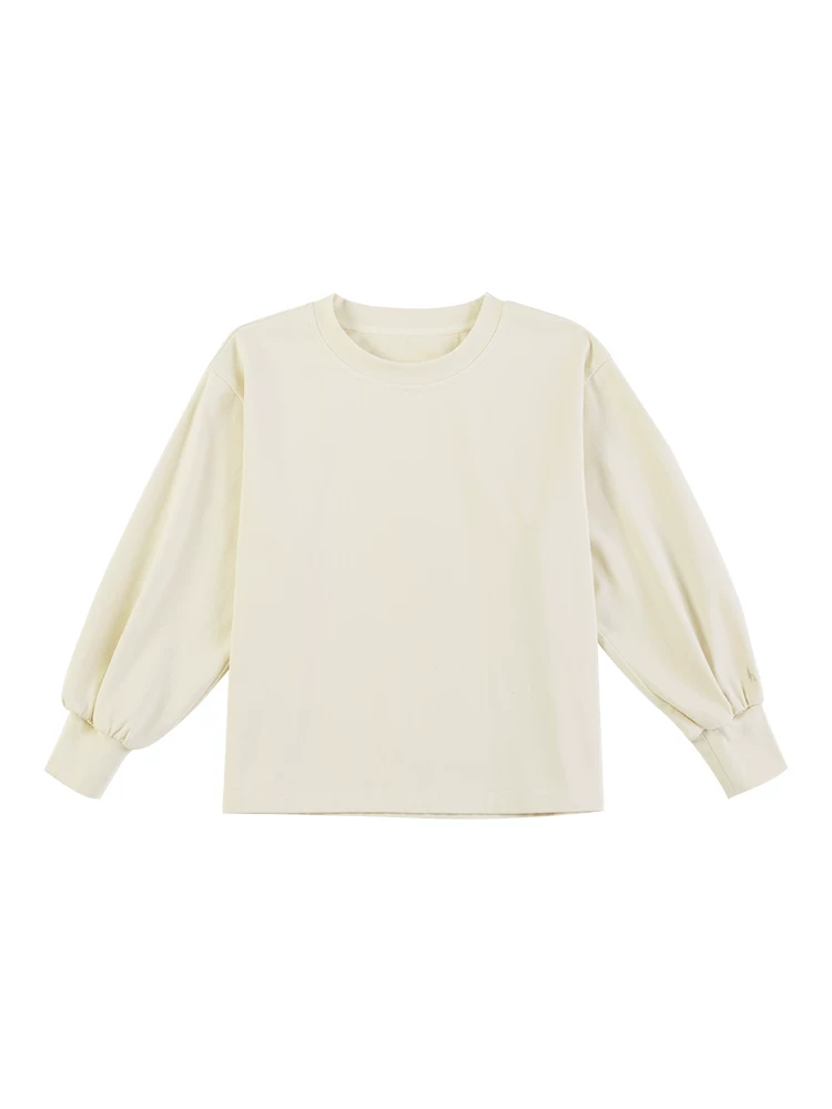 Quần áo trẻ em mùa xuân thu áo trẻ em thêu trơn áo thun cổ tròn unisex giản dị dành cho cha mẹ và con cái dành cho bé trai và bé gái