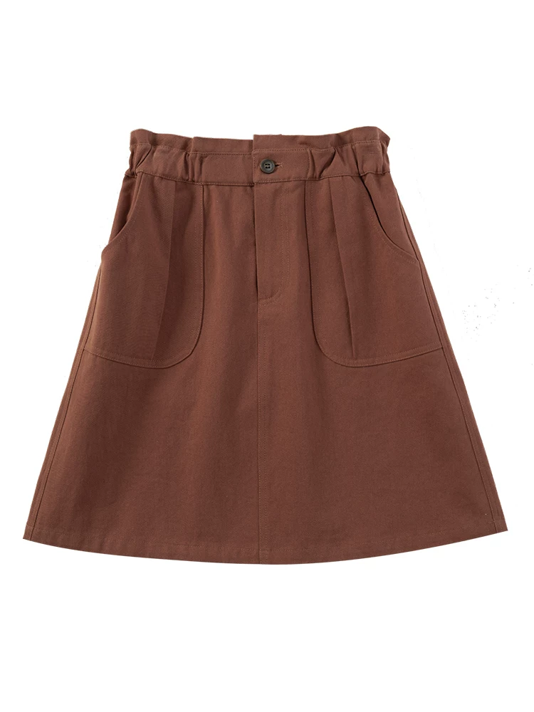 Váy bé gái Hazi mùa xuân sớm 2024, chất liệu cotton 100%, túi lớn, lưng thun, đa năng
