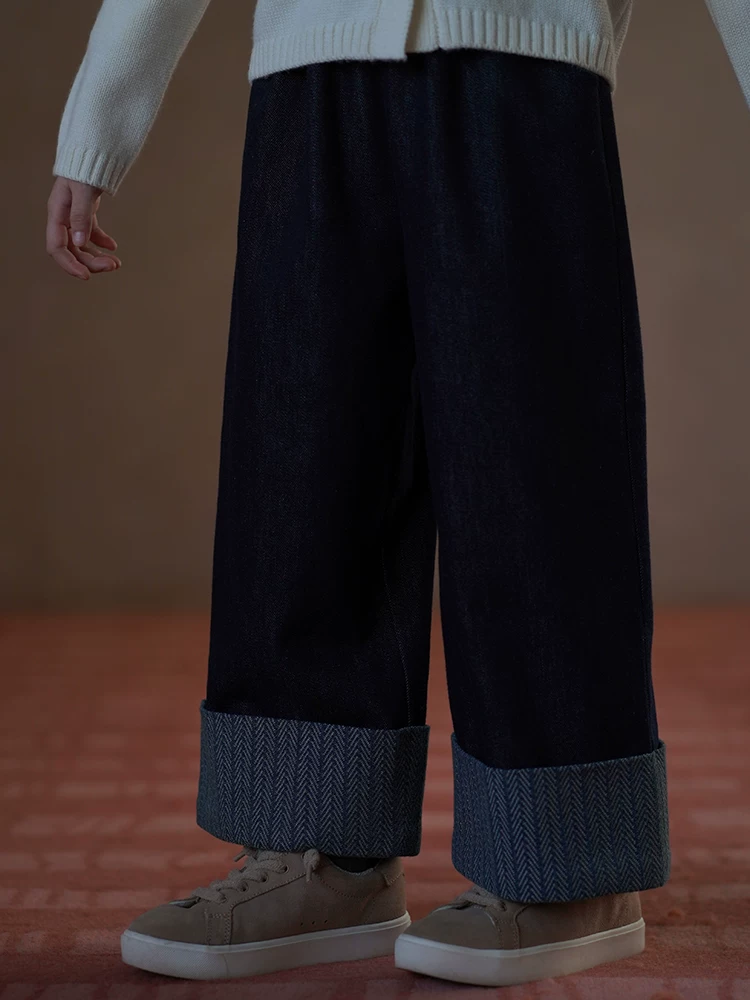 Quần áo trẻ em mùa thu phong cách mới áo khoác phong cách Trung Hoa mới quần âu bé trai và bé gái bộ đồ denim mùa xuân và mùa thu