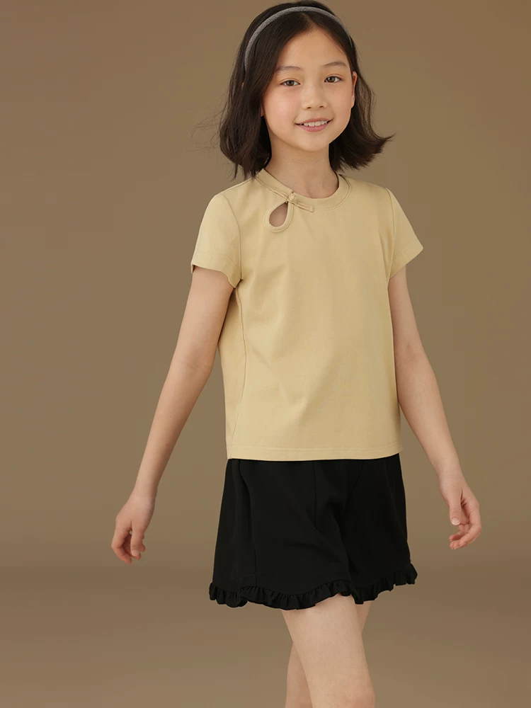 Quần áo trẻ em Hazi Áo thun ngắn tay phong cách Trung Quốc mới dành cho nữ Áo thun ngắn tay đa năng thường ngày dành cho nữ Áo ngắn tay cao cấp mùa hè Phong cách mới