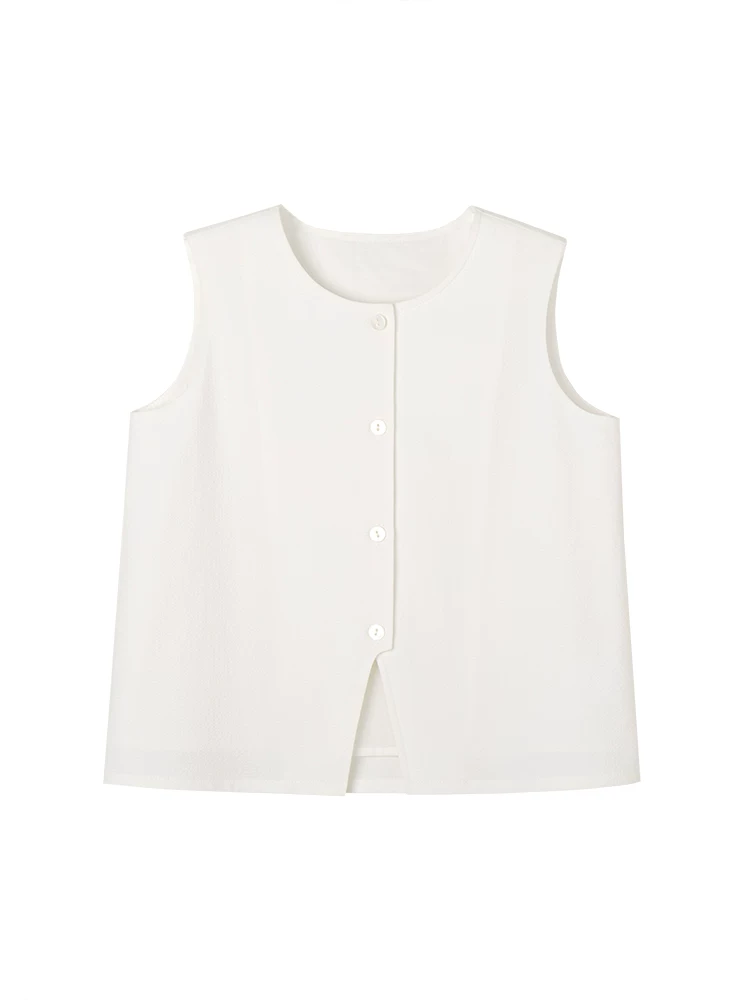 Áo vest trắng mùa hè cho bé gái, kiểu dáng đơn giản và cao cấp, chất liệu cotton mỏng cho mùa hè.