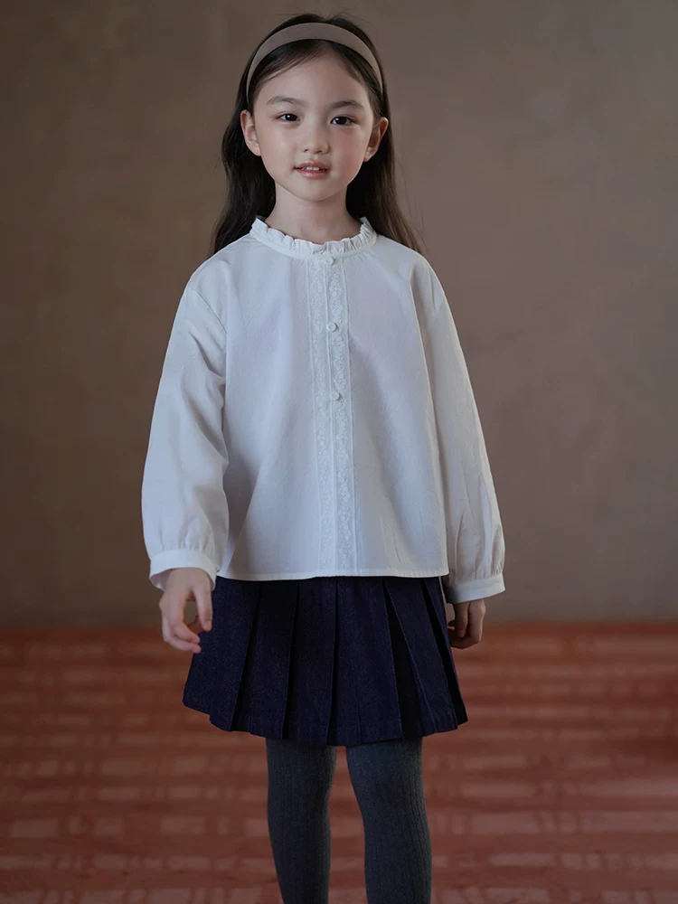 Quần áo trẻ em mùa xuân thu váy bé gái đơn giản đa năng váy xếp ly ngọt ngào váy denim bé gái trang phục mùa thu bé gái