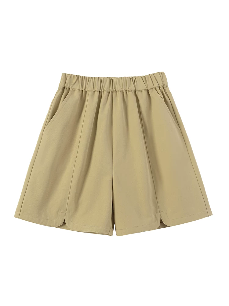 Quần áo trẻ em quần short dài đến đầu gối cho bé trai và bé gái màu vàng gừng thoáng mát cơ bản quần short thể thao thông thường cho trẻ em mùa hè