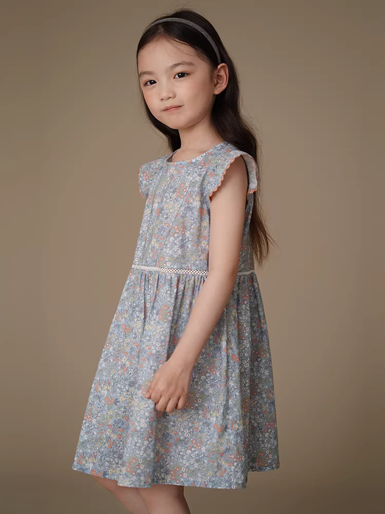 Quần áo trẻ em mùa hè Váy hoa phong cách Hàn Quốc có tay áo nhỏ xòe cho trẻ lớn trang phục mùa hè mới