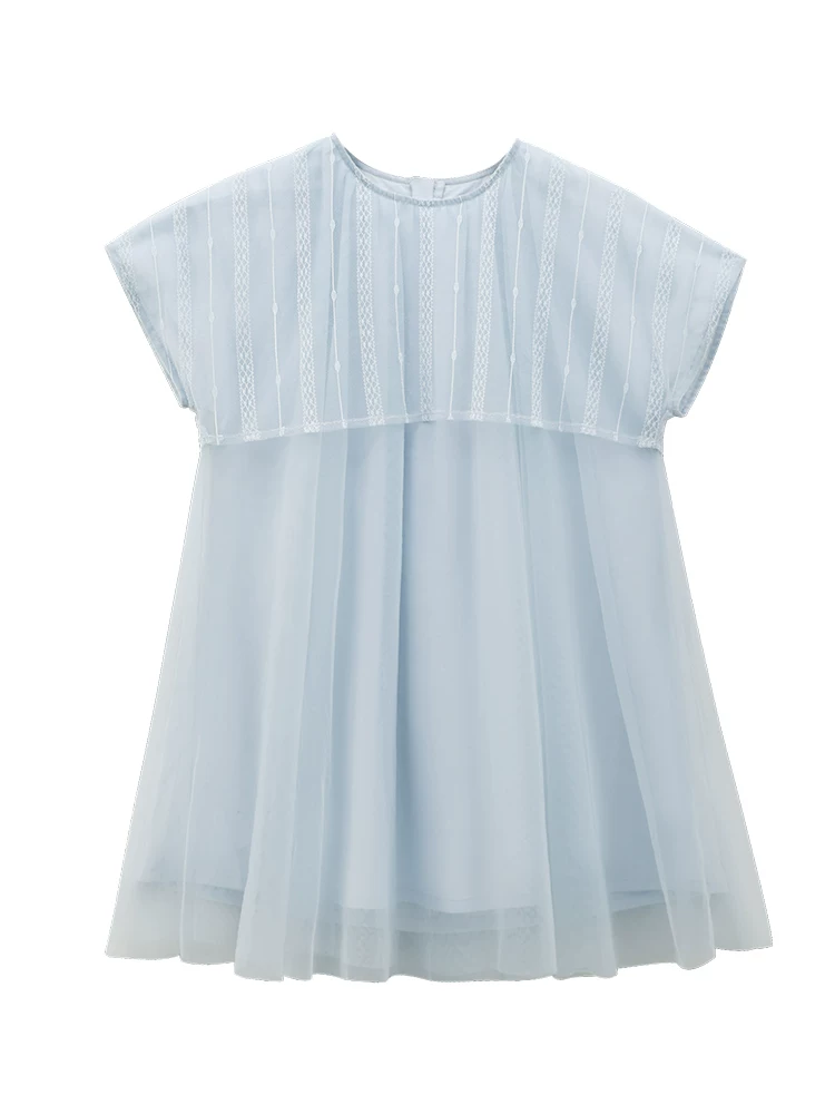 Đầm ren dày tay ngắn mùa hè mới 2025 của Hazi Children's Clothing - Váy voan công chúa, đầm dạ hội xinh xắn
