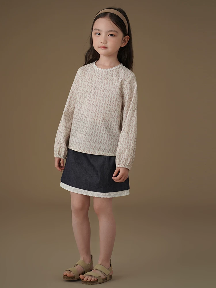Quần áo trẻ em Hazi áo sơ mi dài tay xuân thu, áo cotton thân thiện với làn da, áo hoa ngọt ngào cho bé gái, quần áo mùa xuân mới cho bé gái.