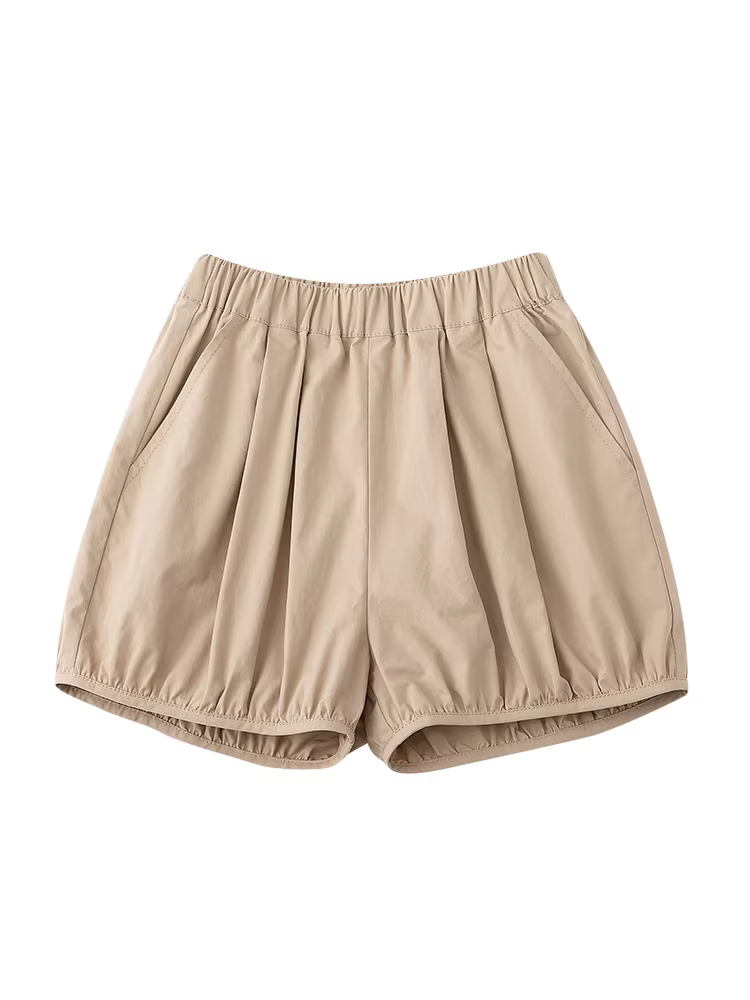 Quần áo trẻ em Hazi Sản phẩm mới Phù hợp giữa cha mẹ và con cái Thân thiện với làn da Tất cả bằng vải cotton có bo gấu Quần short xếp ly đơn giản Quần đèn lồng cho bé gái Mùa hè