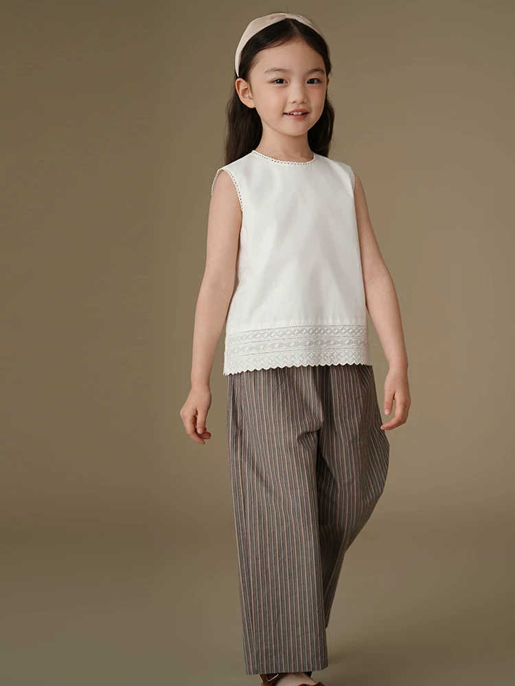 Quần ống thẳng cho trẻ em, thân thiện với làn da, hoàn toàn bằng cotton, quần thường ngày cho bé trai và bé gái, kiểu dáng mỏng mùa hè, trang phục mùa hè cho trẻ lớn.