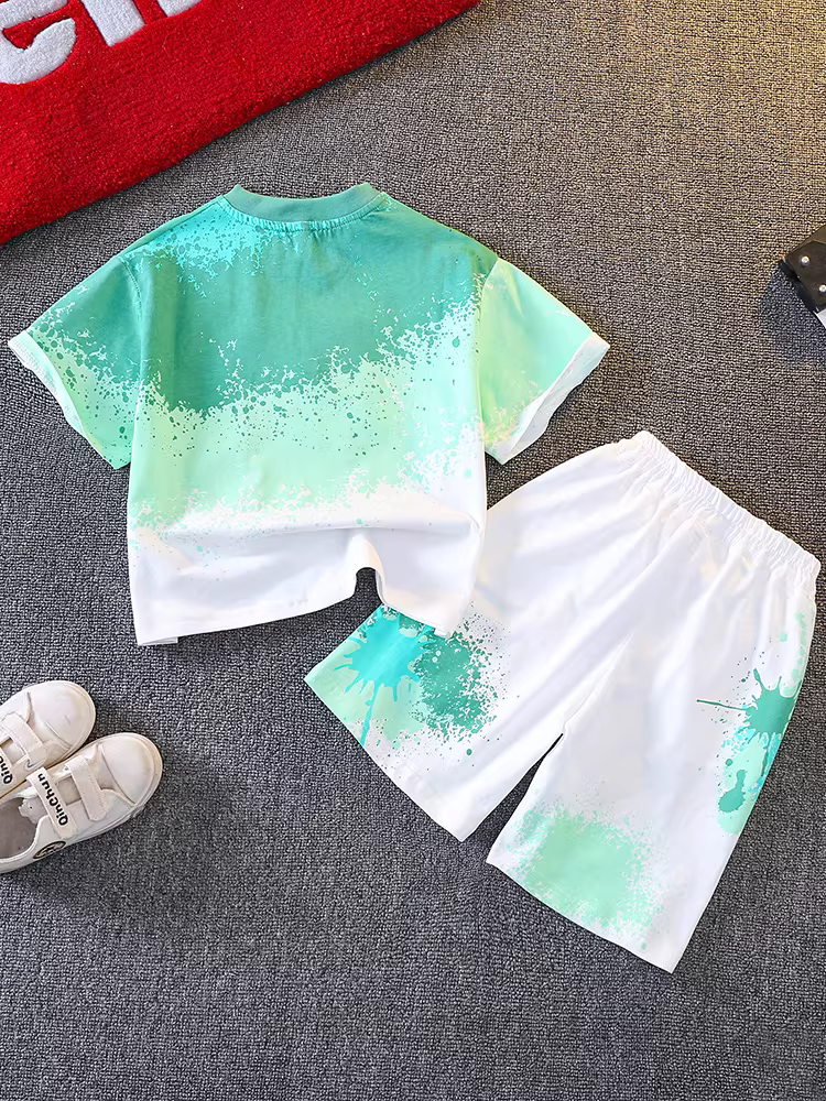 Bộ đồ hè Nezha cho bé trai năm 2025, kiểu dáng thời trang và sành điệu, bộ hai mảnh ngắn tay hợp xu hướng