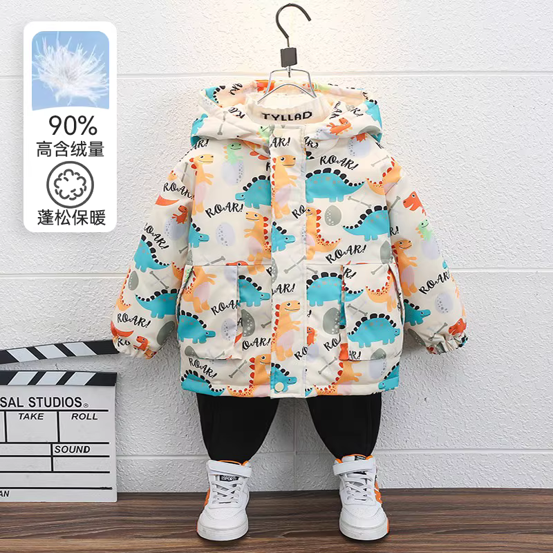 Quần áo trẻ em áo khoác bé trai 2043 mới phong cách thời trang cho bé mùa đông quần áo hợp thời trang trẻ em dày trắng áo khoác lông vịt