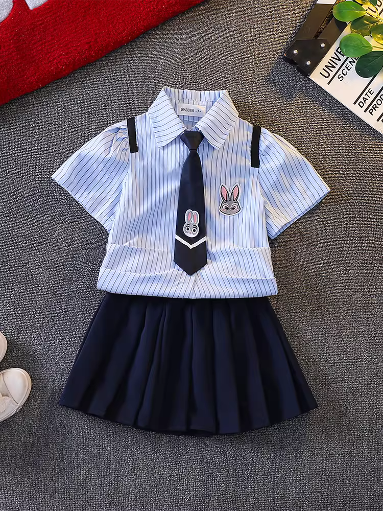 Trang phục biểu diễn ngày 1 tháng 6 của trường mẫu giáo thỏ cảnh sát sân khấu nhóm cổ vũ lễ tốt nghiệp đồng phục lớp hợp xướng váy trẻ em