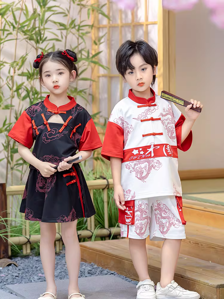 Trang phục biểu diễn kiểu Trung Hoa cho trẻ em, trang phục Đường phục và Hanfu cho bé gái, trang phục nhảy đường phố hip-hop cho bé trai, trang phục biểu diễn cổ vũ Ngày thiếu nhi