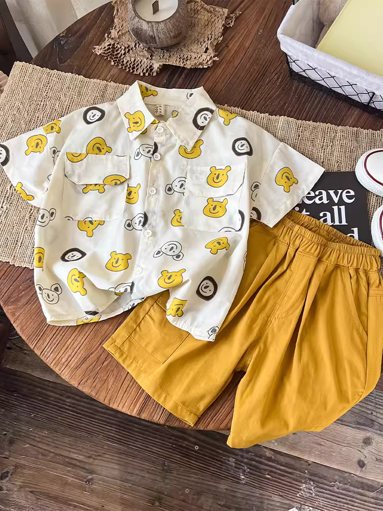 Trang phục mùa hè cho bé trai 2025, quần áo thời trang, mát mẻ cho bé trai và trẻ sơ sinh, áo thun ngắn tay hợp xu hướng cho trẻ em mùa hè