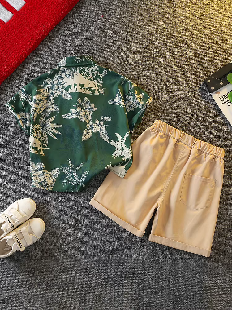 Bộ quần áo hè cho bé trai năm 2025, kiểu dáng thời trang, áo ngắn tay