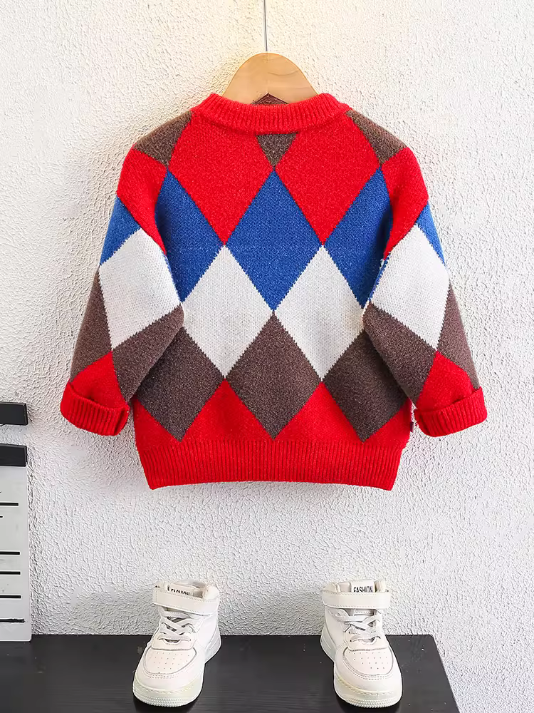 Áo len bé trai thu đông 2025, quần áo mùa đông trẻ em mới, áo len dày dặn, áo len dệt kim, áo lót mùa đông bé trai thời trang