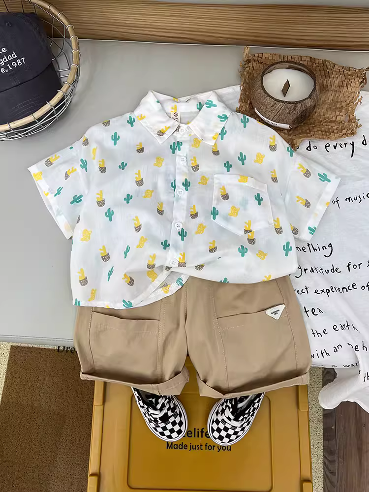 Bộ vest ngắn tay mùa hè cho bé trai kiểu mới 2025 thời trang, quần áo trẻ em đẹp trai, quần áo mùa hè cho bé trai hợp xu hướng