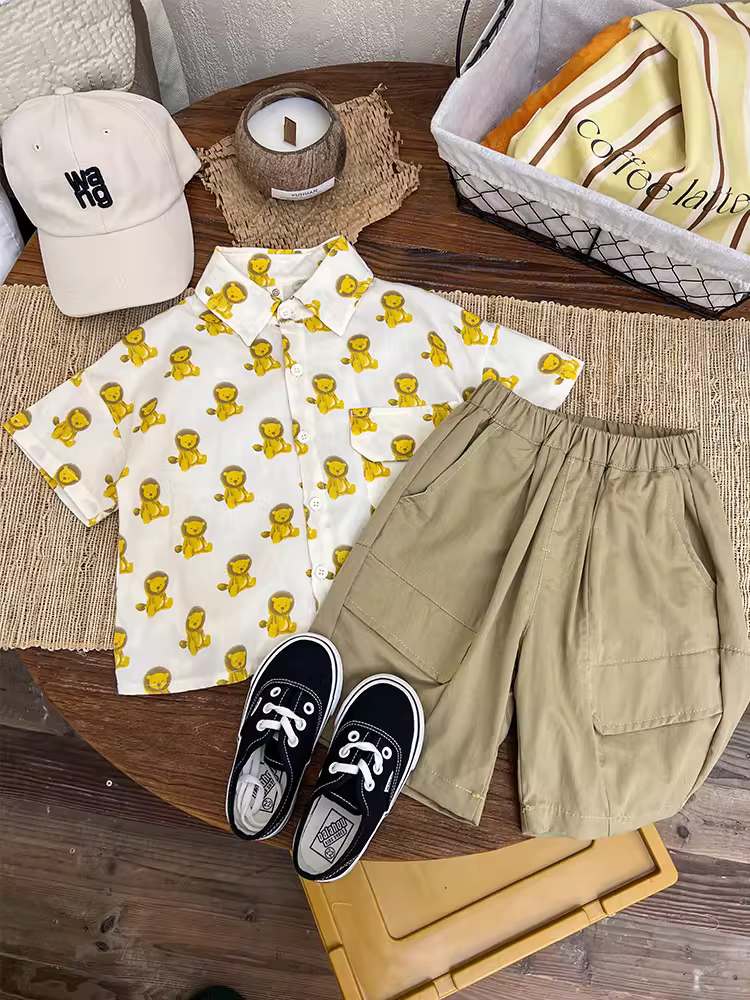 Quần áo trẻ em bộ đồ hè bé trai 2025 kiểu dáng mới thời trang bé trai cá tính áo ngắn tay thời thượng quần áo hè trẻ em hợp xu hướng