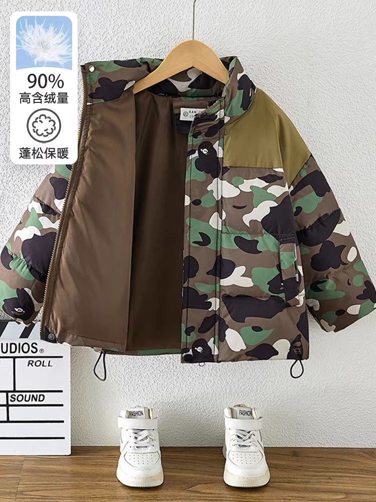 Áo khoác phao trẻ em cho bé trai, áo khoác mùa đông mẫu mới 2025, áo phao ngắn chống thấm ba lớp, áo khoác ngoài mùa đông dày dặn, kiểu dáng thời trang.