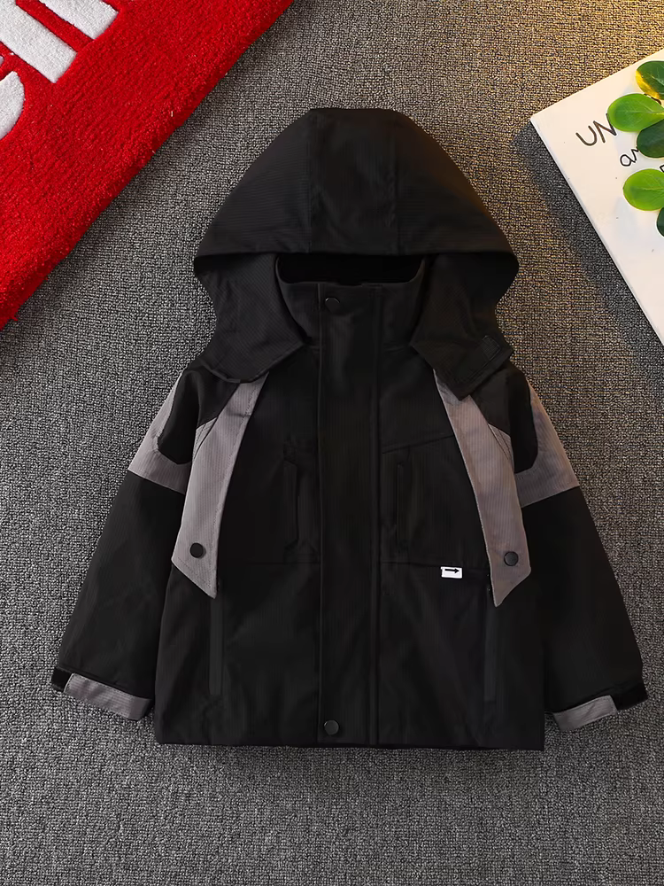 Áo khoác bé trai xuân thu 2025 mới, áo ba trong một dã ngoại, áo trẻ em, quần áo bé trai mùa xuân