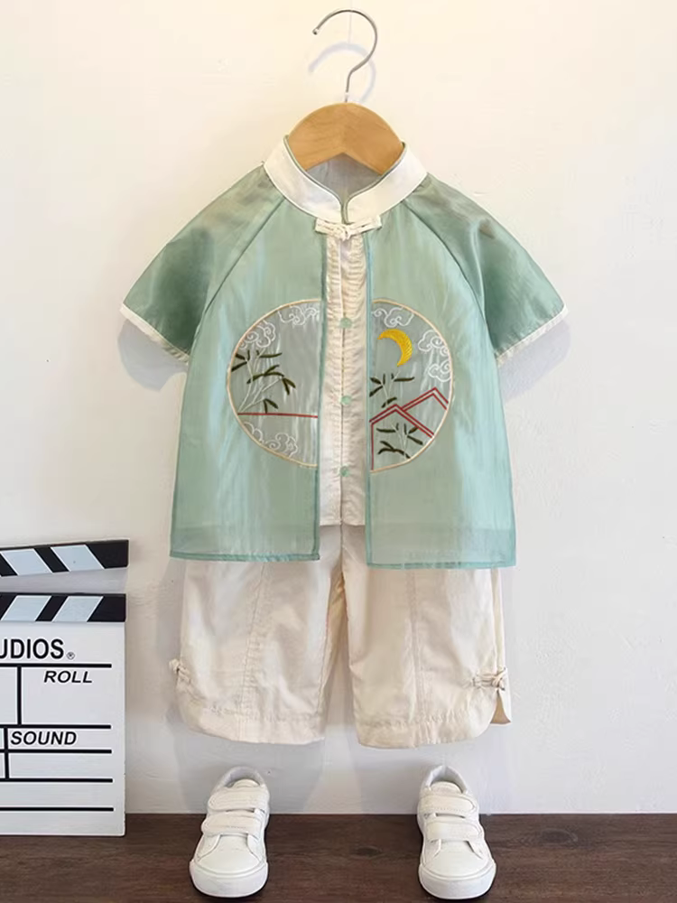Áo Hanfu cho bé trai 2025, kiểu dáng Trung Hoa Xuân Hè mới, trang phục Đường phục cho bé trai, quý ông trẻ trung lịch lãm, cao cấp, biểu diễn học tập tiếng Trung mẫu giáo