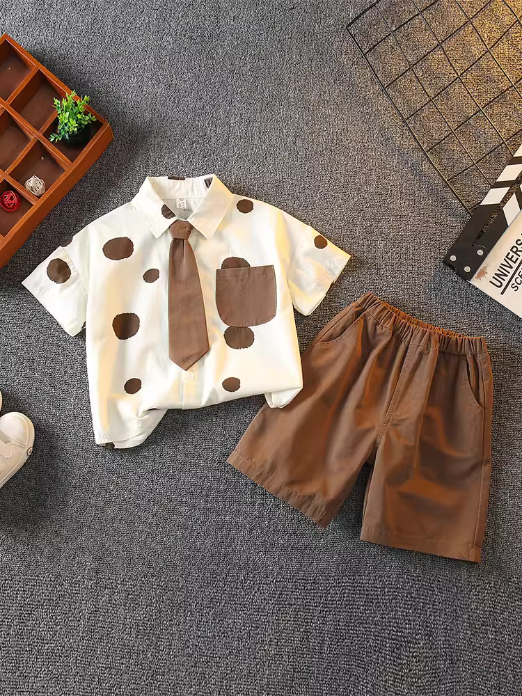 Bộ trang phục mùa hè cho bé trai 2025, kiểu dáng thời trang mới, quần áo mùa hè cho bé trai, trẻ em, phong cách đường phố cá tính, đẹp trai, áo ngắn tay
