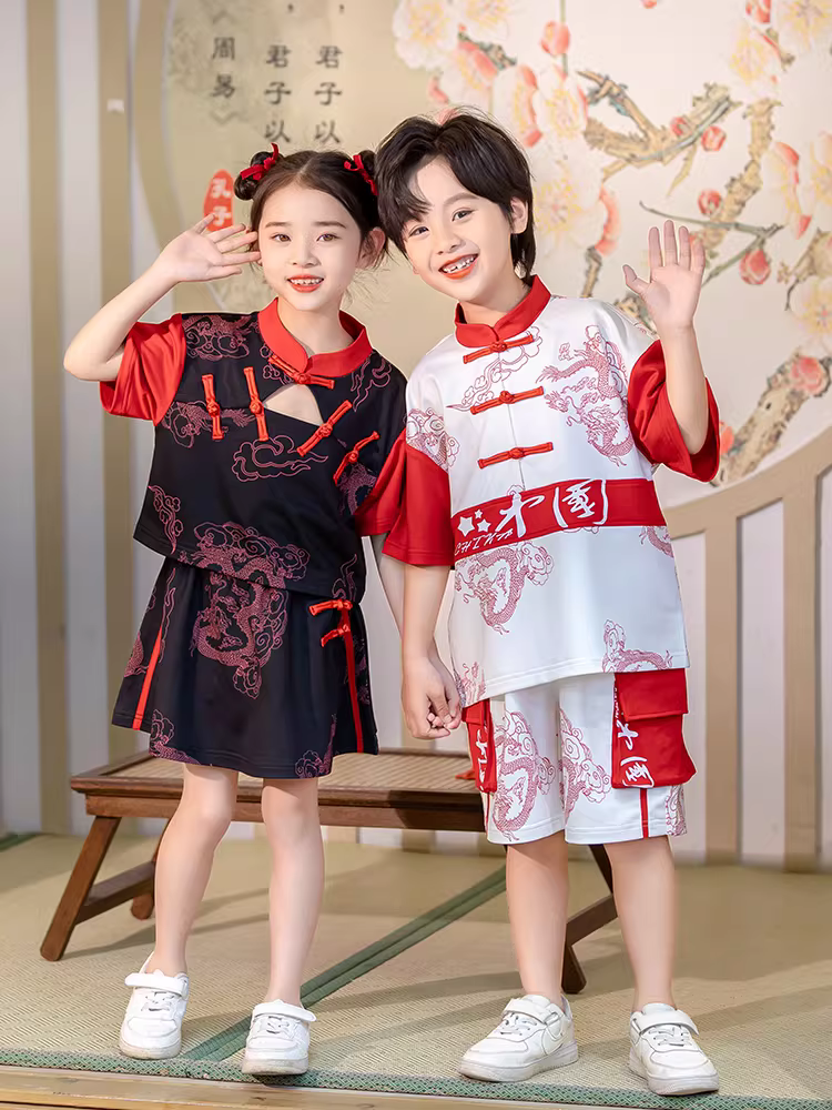 Trang phục biểu diễn kiểu Trung Hoa cho trẻ em, trang phục Đường phục và Hanfu cho bé gái, trang phục nhảy đường phố hip-hop cho bé trai, trang phục biểu diễn cổ vũ Ngày thiếu nhi