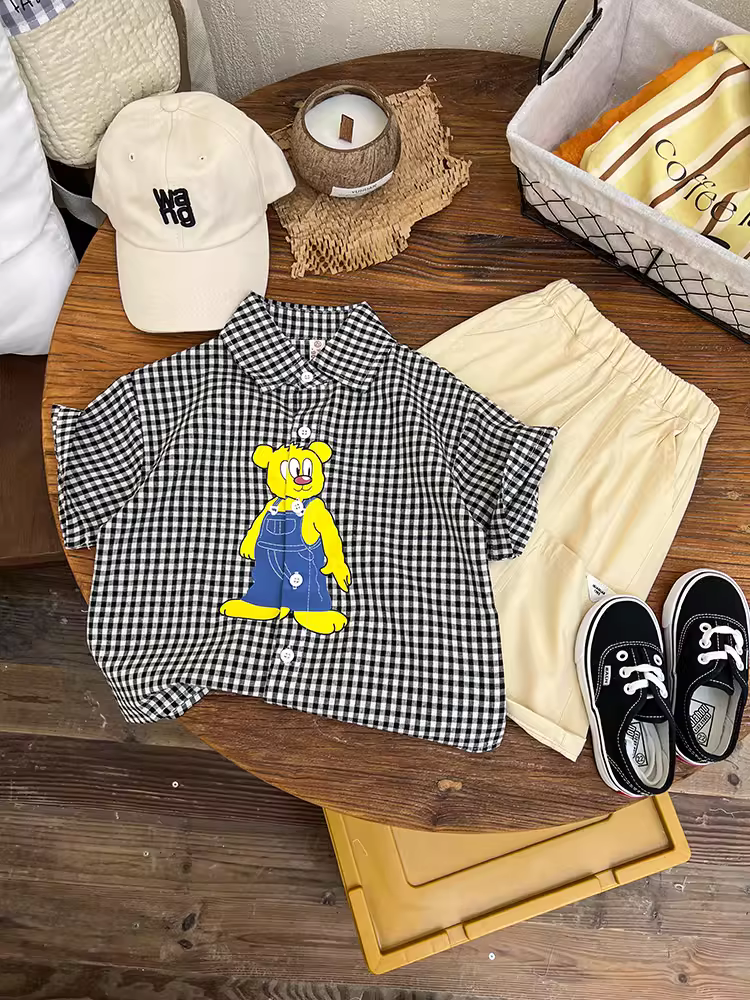 Bộ đồ hè ngắn tay cho bé trai 2025 mới, mát mẻ và lịch lãm, quần áo hè cho bé trai, phong cách hè trẻ em, thời trang trẻ em