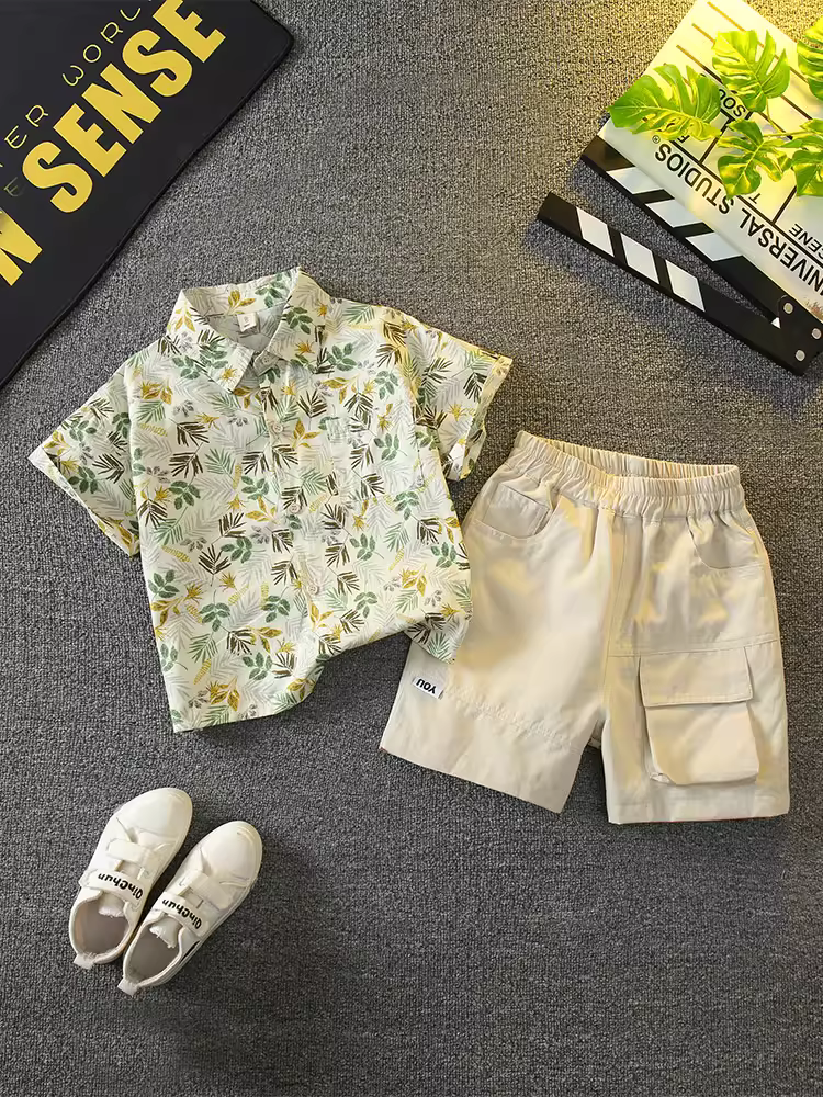 Bộ trang phục mùa hè cho bé trai 25 mẫu mới thời thượng áo sơ mi mùa hè hot trend trên mạng quần áo ngắn tay trẻ em mát mẻ và đẹp trai quần áo trẻ em